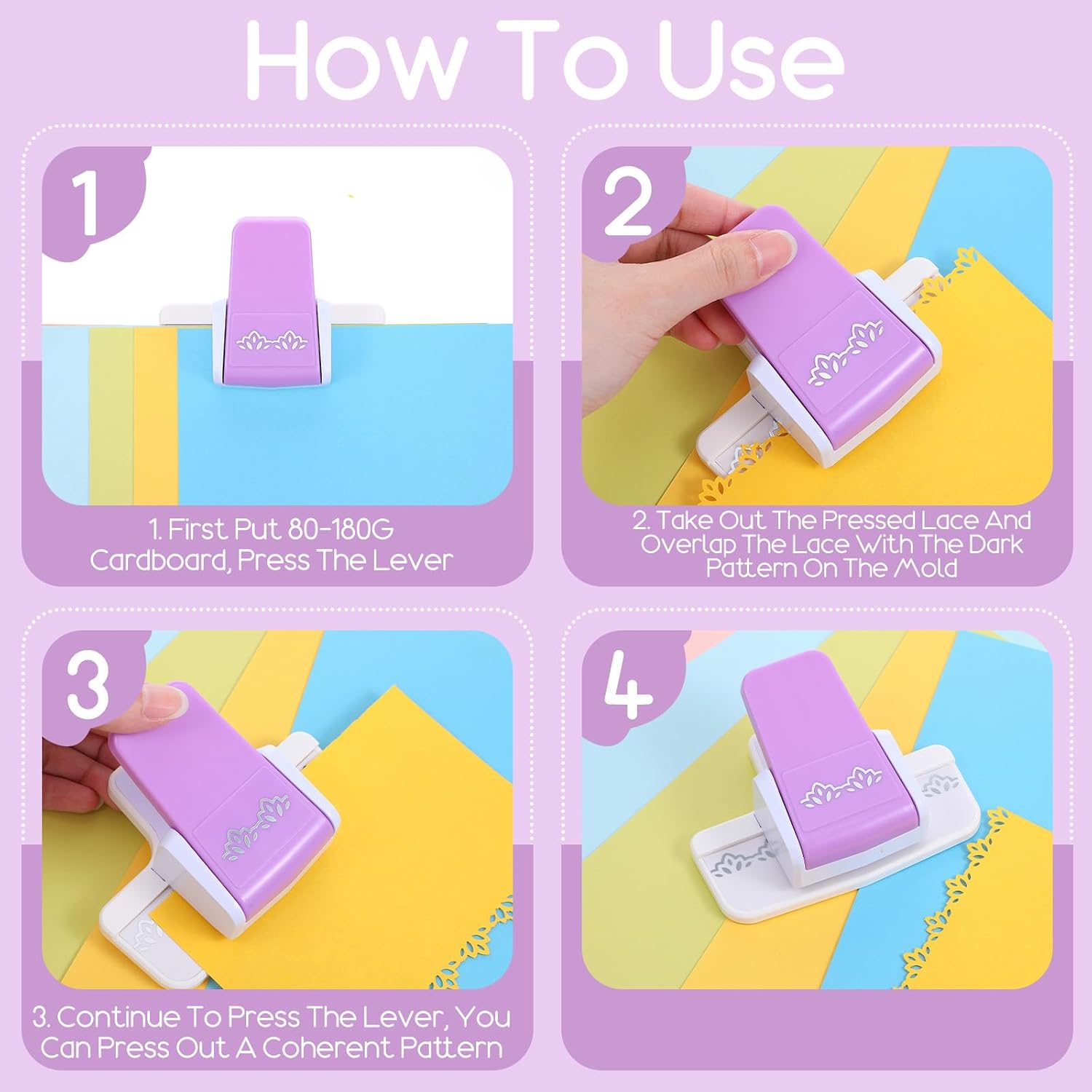 2 Pcs Paper Punch Set, Card Border Puncher with Ruyi & Lotus Designs, Handheld Corner Puncher for DIY Craft, Scrapbooking, Wedding Invitations, Envelope Decoration, Gift Wrapping (Random Color)