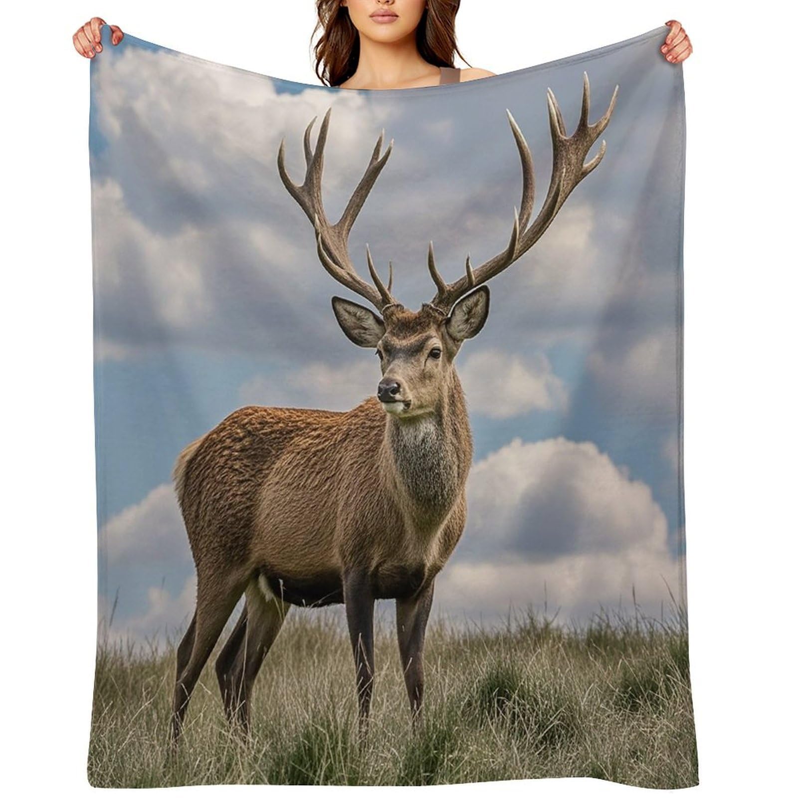 Flannel Elk Throw Blanket for Couch Super Soft Fuzzy Cozy Flannel Blankets No Shed No Pilling FAnti-Static Winter Bed Blanket Decorative and Giftable Blankets