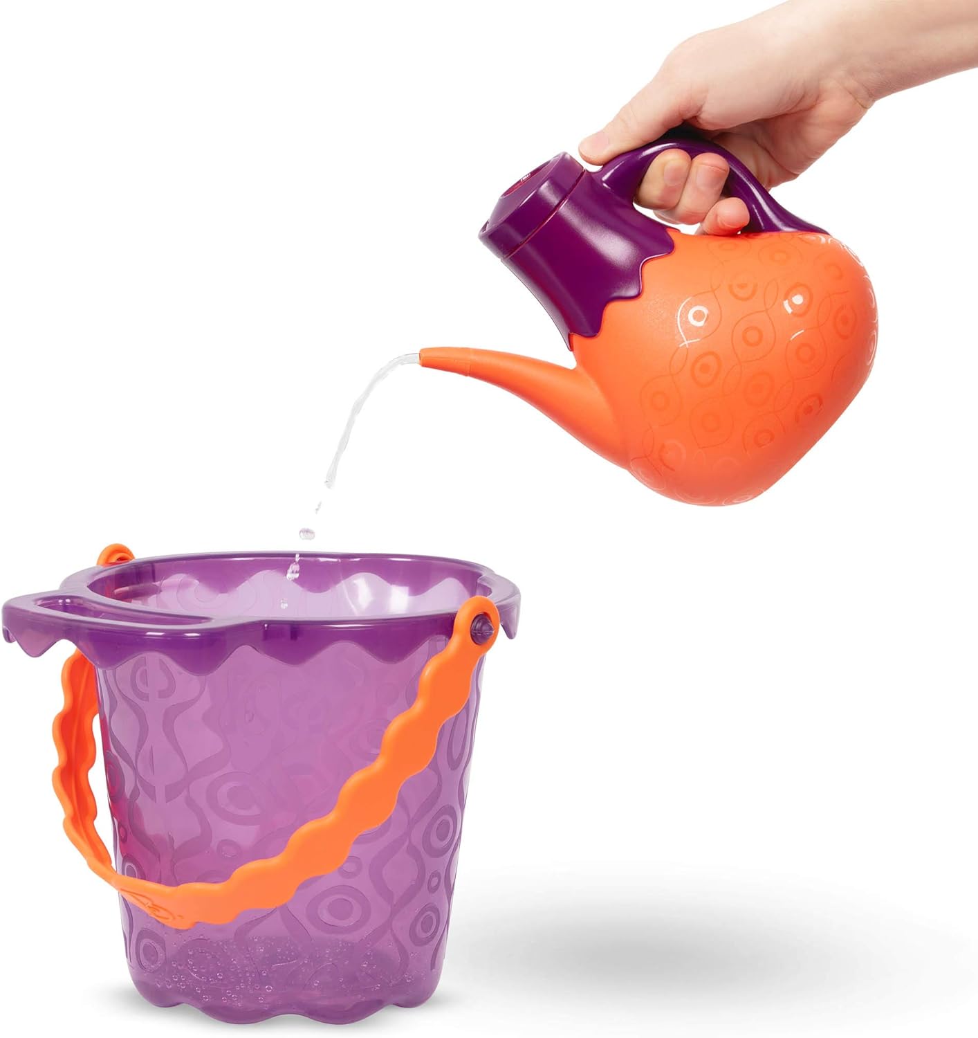 B. toys – B. Ready Beach Bag – Beach Tote with Mesh Panel and 11 Funky Sand Toys – Phthalates and BPA Free – 18 m+, Purple Bucket : Toys & Games