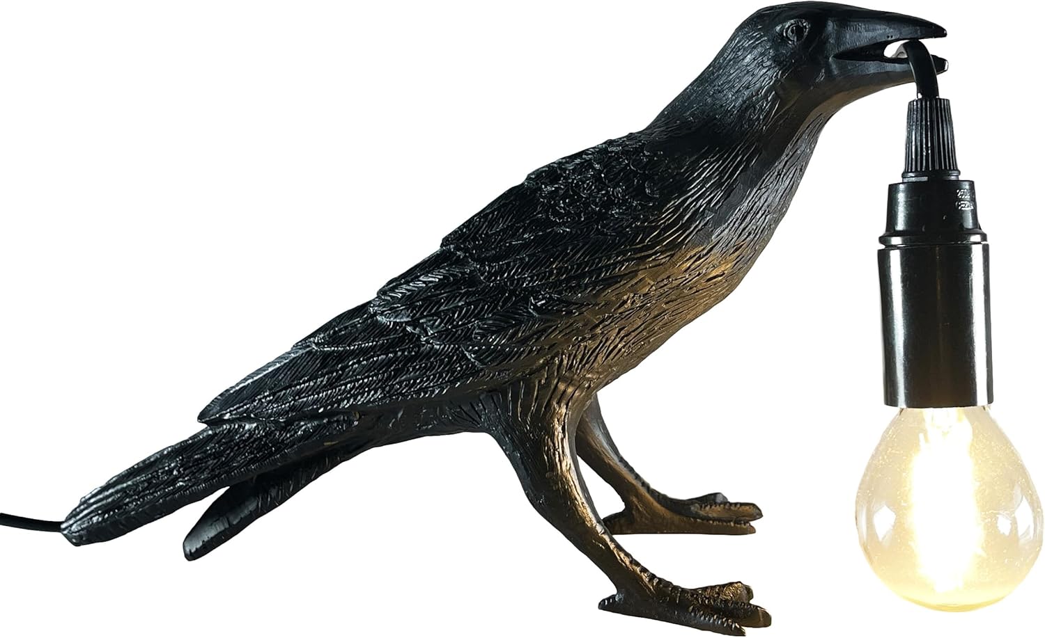 CROWSONG Gothic Raven Desk Lamp - Adjustable Light Brightness. Handcrafted Black Gothic Home Decor for Bedroom, Dark Academia, Witch Decor, Decorative Lamp with E12 LED.