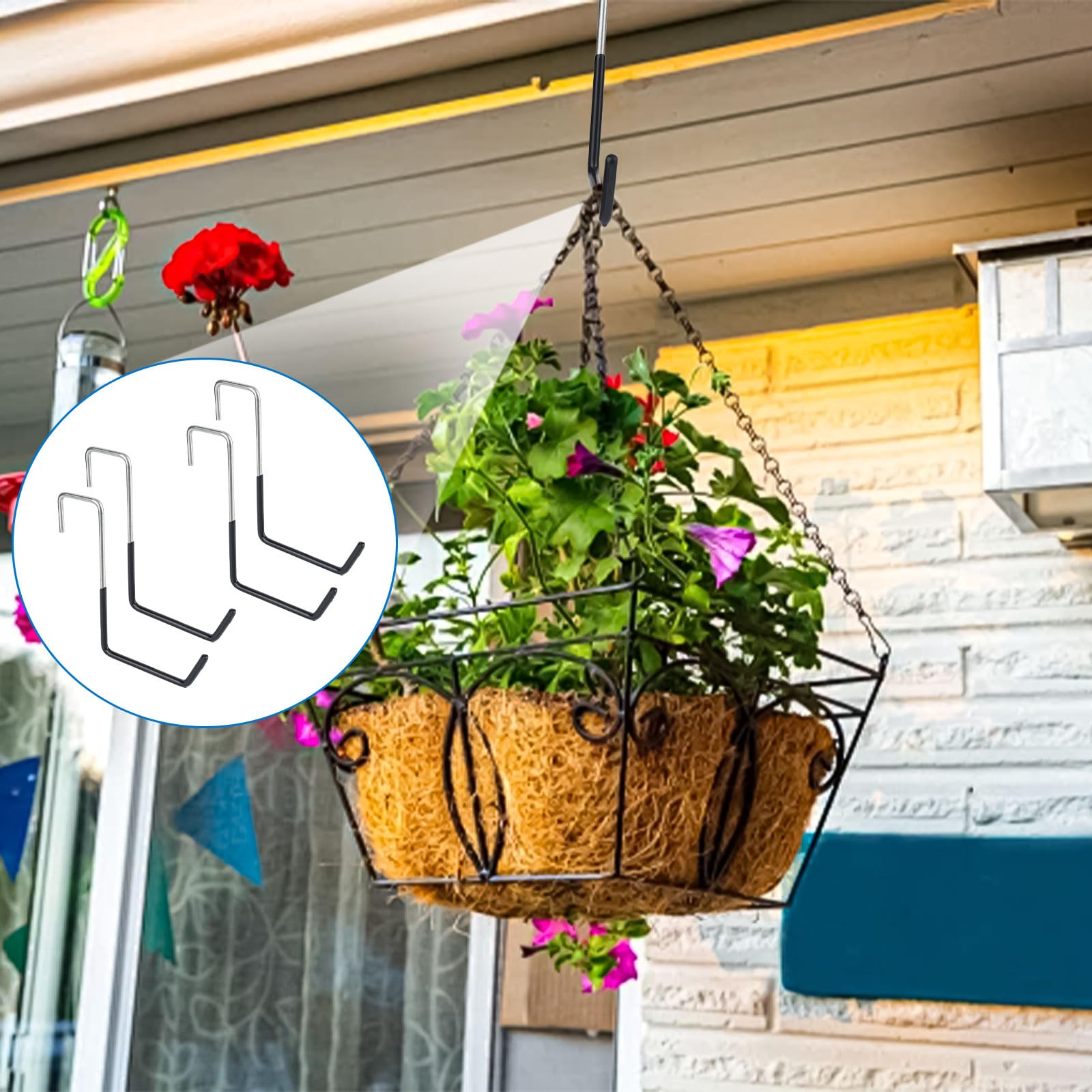 Ganci Per Travi Soffitto - Set 4 Ganci Metallici Portata 22.5kg Per Bici, Scale, Attrezzi