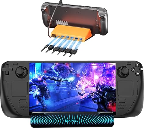 Estación de acoplamiento 6 en 1 4K @60Hz compatible con Steam Deck con HDMI 2.0 4 USB-A 3.0 y puerto USB-C de carga a toda velocidad