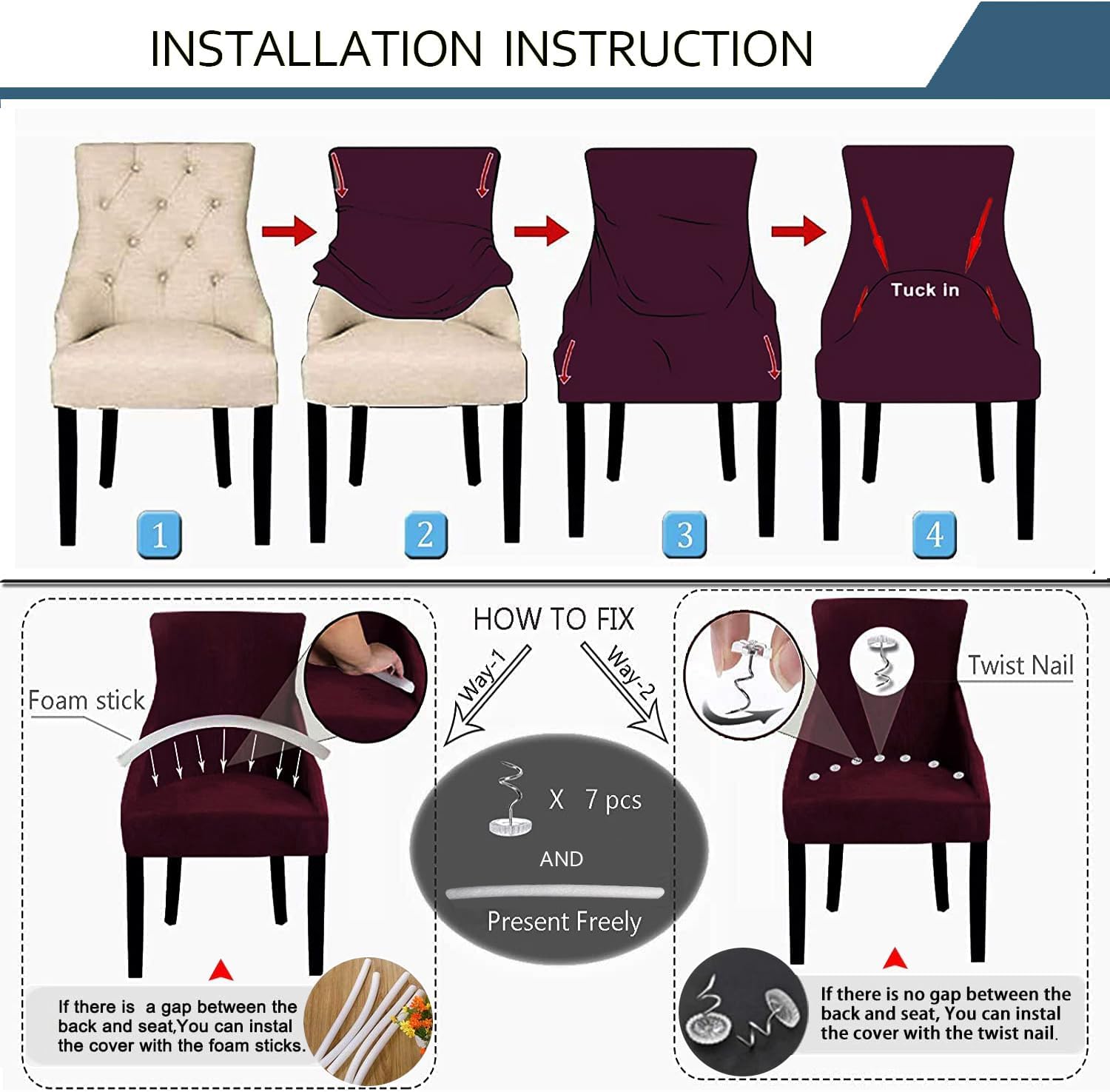 Jacquard Waterproof Stretch Wingback Chair Cover Slipcover - Reusable Protector Cover for Dining Room Banquet Home Decor etc Machine Washable Hand Washable (Dark Grey,2PC)