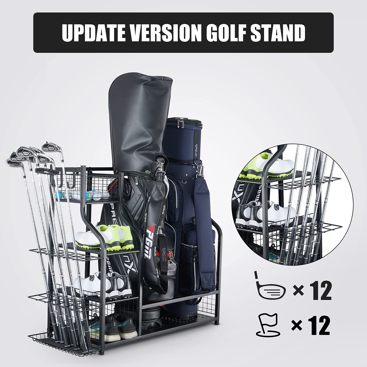 Mythinglogic Golf Storage Garage Organizer,Golf Bag Storage Stand and