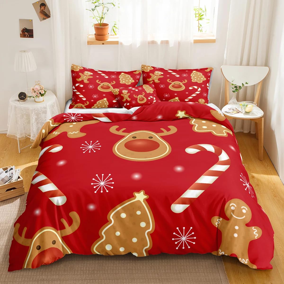 Housse de couette douce rouge anti-froid parure lit 260x240 enfant