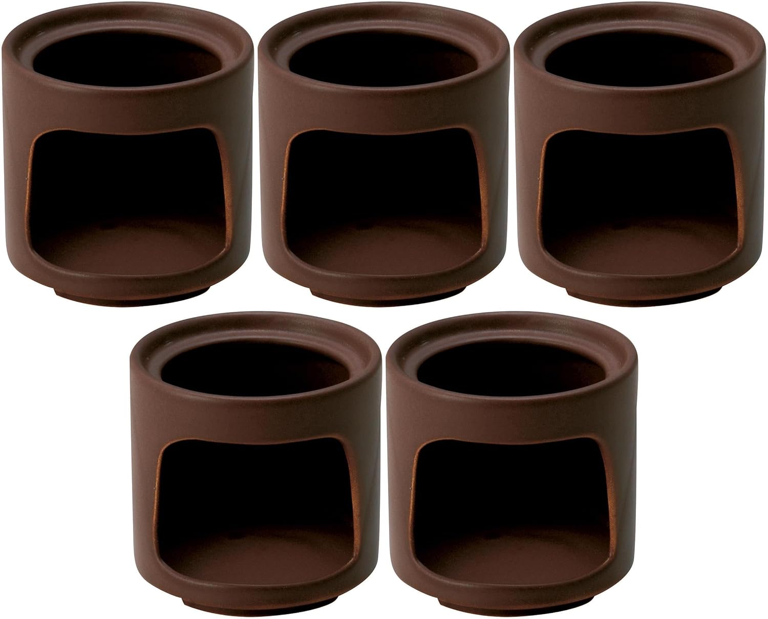 Set of 5 Bagna Cauda Fondue Stack Warmer Kiritachi (Large) Brown [4.4 x 3.5 inches (11.1 x 9 cm)] [Stove]