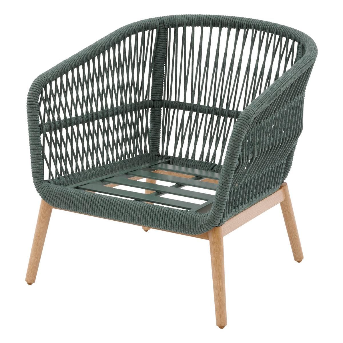 HESPERIDE - Fauteuil de Salon Jardin Orissa Vert Olive - Acier Traité Epoxy Anti-Rouille - Coussins Déhoussables - Tissu Déperlant - Mobilier Terrasse