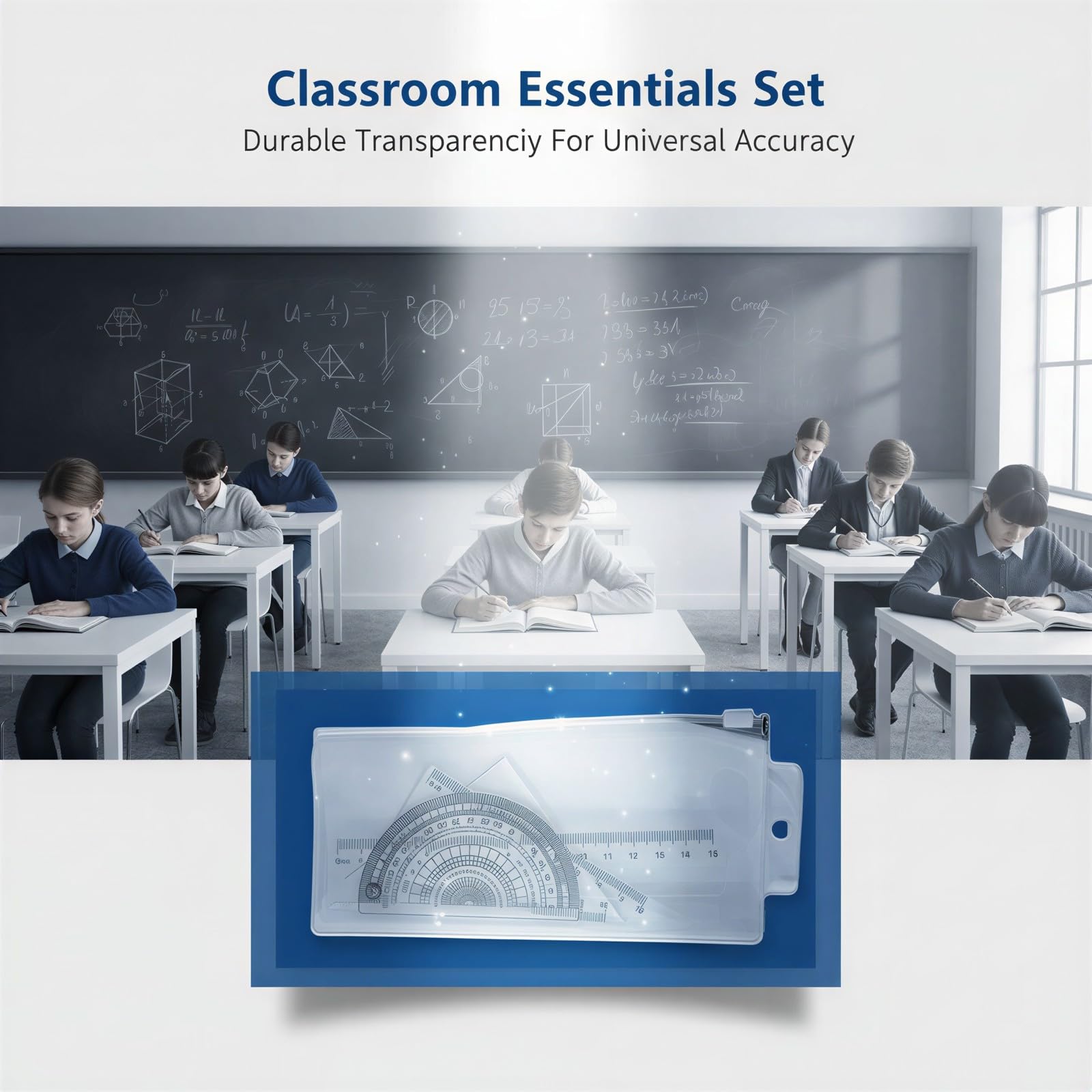 10 Stk. Linealset, vielseitiges Set mit transparenten Dreiecklinealen, Winkelmessern und geradem Lineal, für Zeichnen, Messen, Atelier, Schule und Zuhause