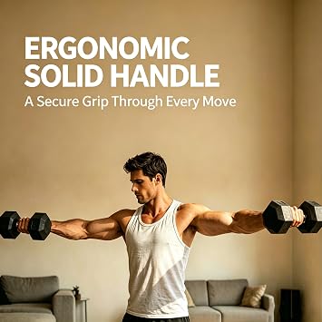 Rubber Encased Hex Dumbbell, Hand Weights for Home Gym Strength Training