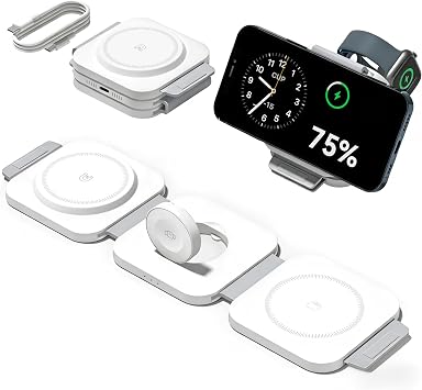 3 in 1 Charging Station for Apple Multiple Devices, Foldable Magnetic Fast Wireless Charger Dock, Travel Charging Pad for iPhone 17 16 15 14 13 12 Pro Max Plus Apple Watch Series & AirPods 4/3/2/Pro