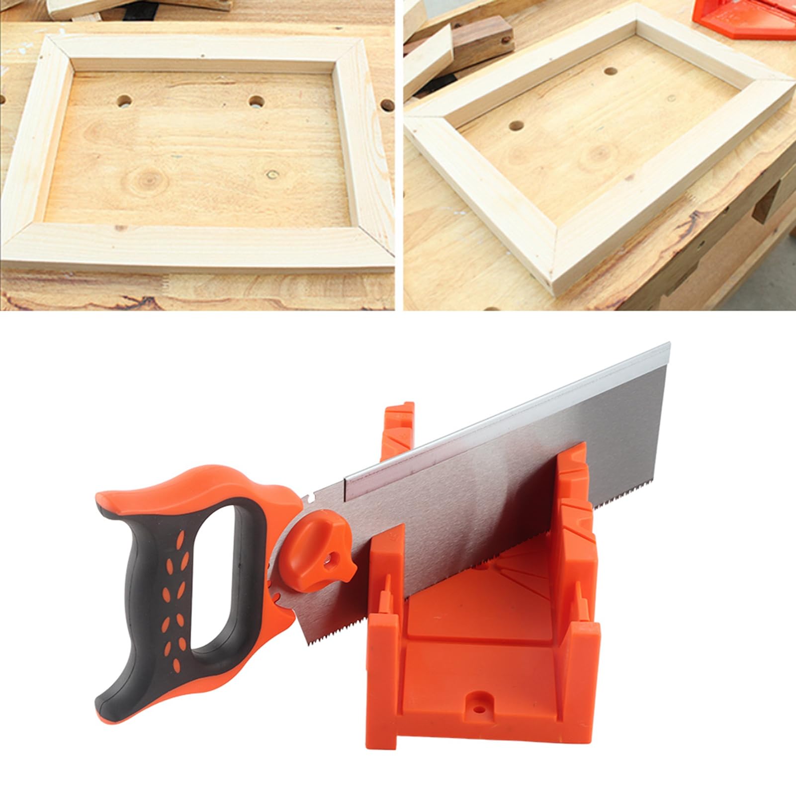 Caja de Ingletes de Sujeción de Múltiples ángulos de 12 Pulgadas con Sierra Trasera de 14 Pulgadas, para Cortar Diferentes Materiales en ángulos de 90°, 45° y 22,5°, Incluye