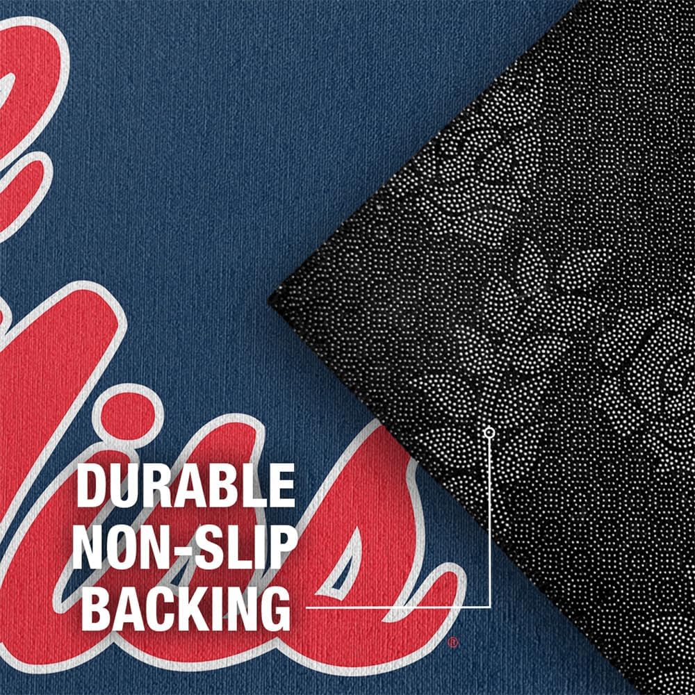 Campus Lab University of Mississippi Anti-Slip Indoor Doormat, 20” x 31.5” Primary Mark, Floor Mat for Inside Entry Way/Back Door Garage Mudroom Home and Office, Low Profile