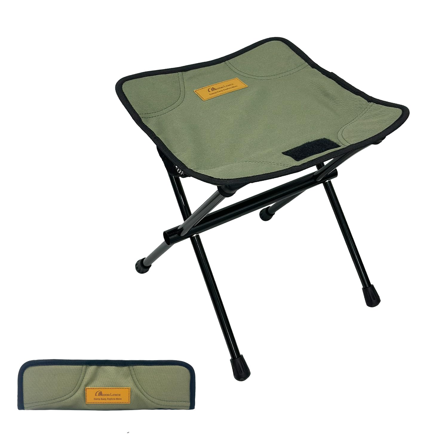 MOON LENCE Collapsible Stool, Compact Folding Stool with Storage Bag, Lightweight Camping Stool Small Portable Seat for Camping, Hiking, Fishing, Gardening, Outdoor Green
