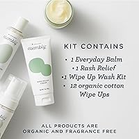Vista 2 de Kit de cuidado de la piel Esembly, set de regalo de llegada de bebé con cremas para pañales orgánicos, toallitas de algodón orgánico reutilizables