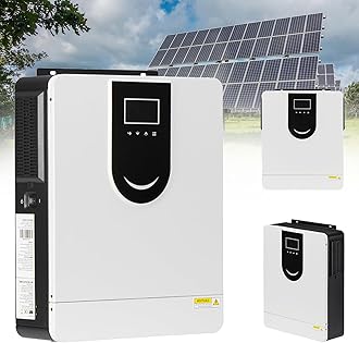 Naturalpowev Inverter 48V 6200W Pure Sine Wave, Hybrid Solar Inverter with 120A MPPT Solar Charge Controller + AC Charger, LCD Display, PV Array MPPT Voltage Range 60-450VDC