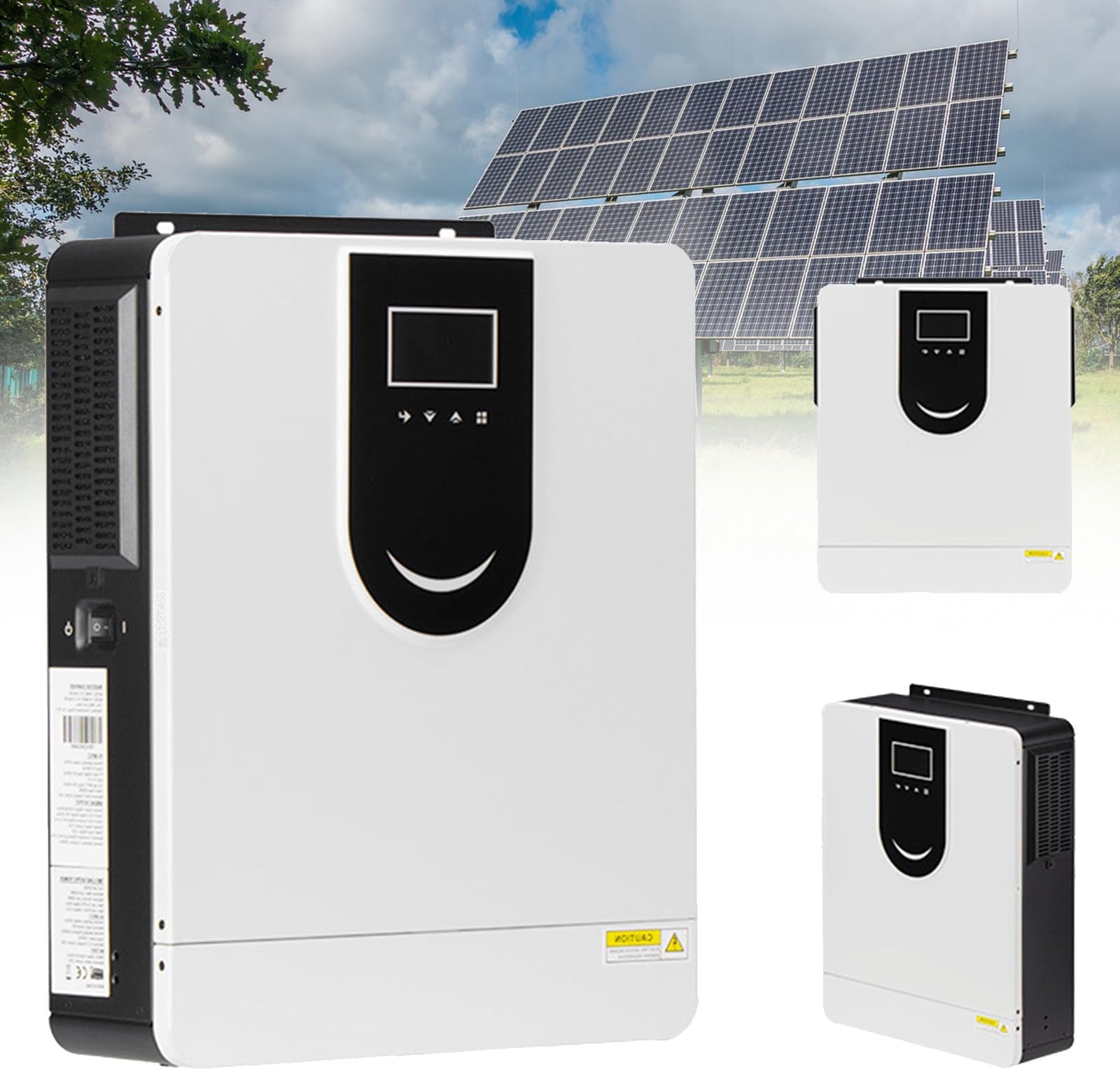 Inverter 48V 6200W Pure Sine Wave, Hybrid Solar Inverter with 120A MPPT Solar Charge Controller + AC Charger, LCD Display, PV Array MPPT Voltage Range 60-450VDC