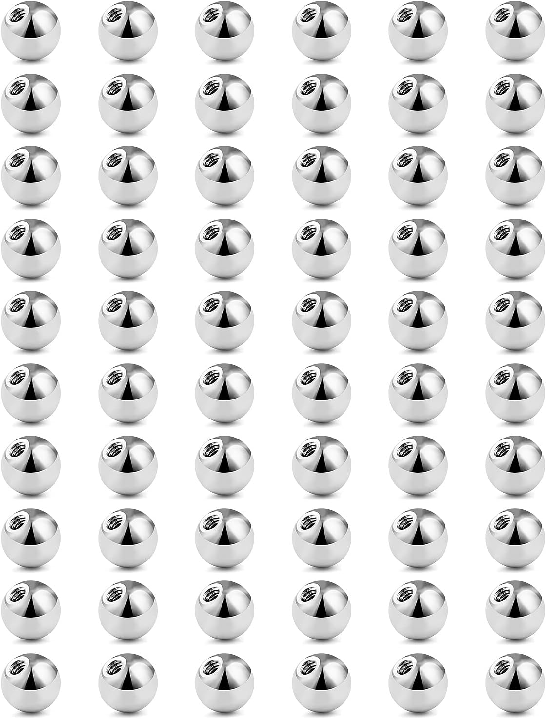 Vsnnsns 14G & 16G Piercing Balls - 316L Surgical Steel, Externally Threaded, 2.5MM-6MM, Silver, 60 Pcs for Septum, Lip, Tongue, Nipple, Belly, Eyebrow Rings