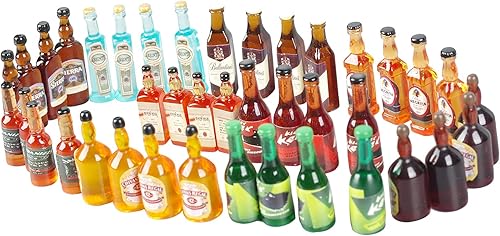 Miniatura 2 de 40 piezas de mini botellas de cerveza falsas en miniatura, decoración de bebidas de vino mixtas, modelo de vidrio de cerveza, modelos de botellas de