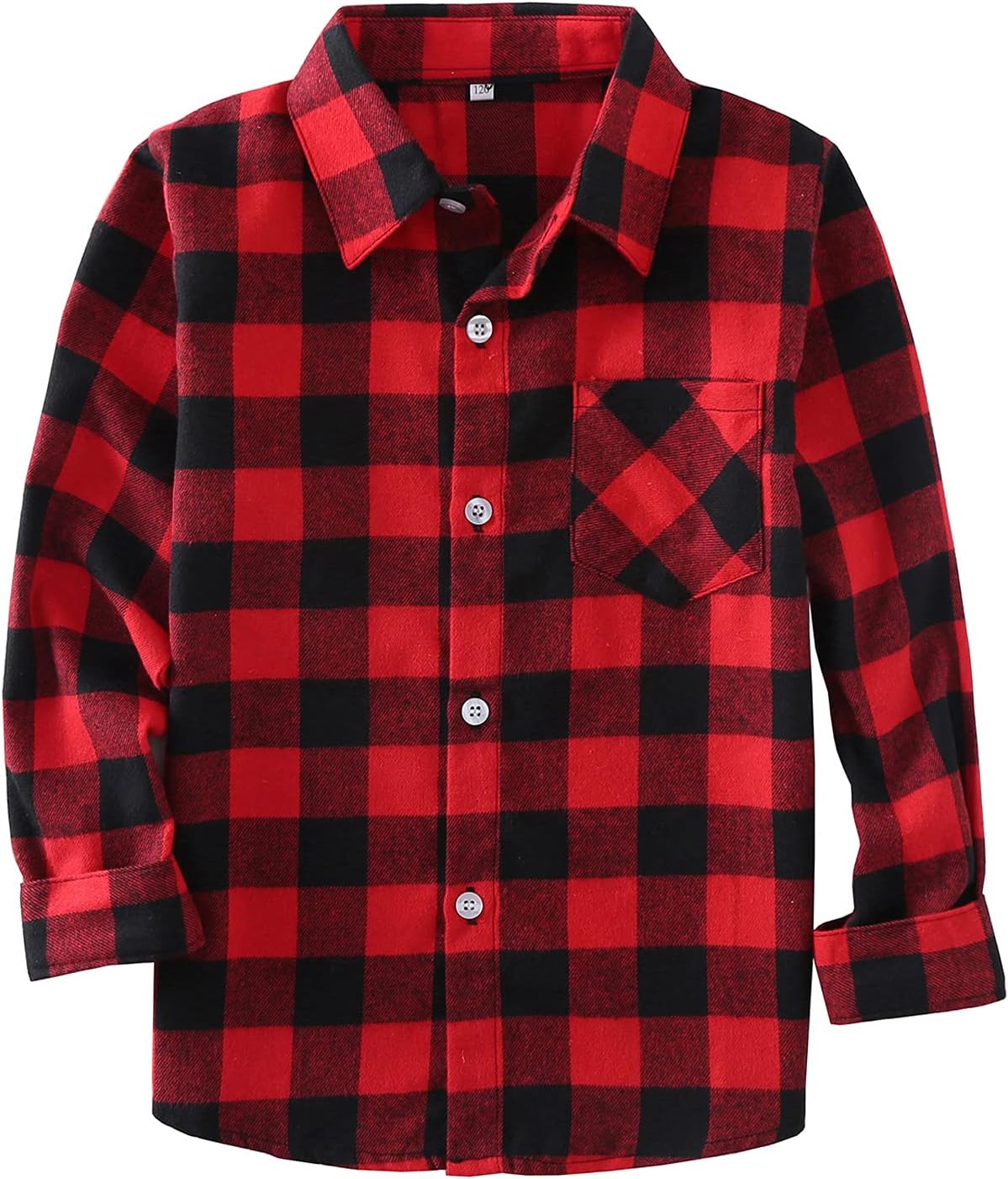 Little Girls' Boys' Long Sleeve Button Down Plaid Flannel Shirt