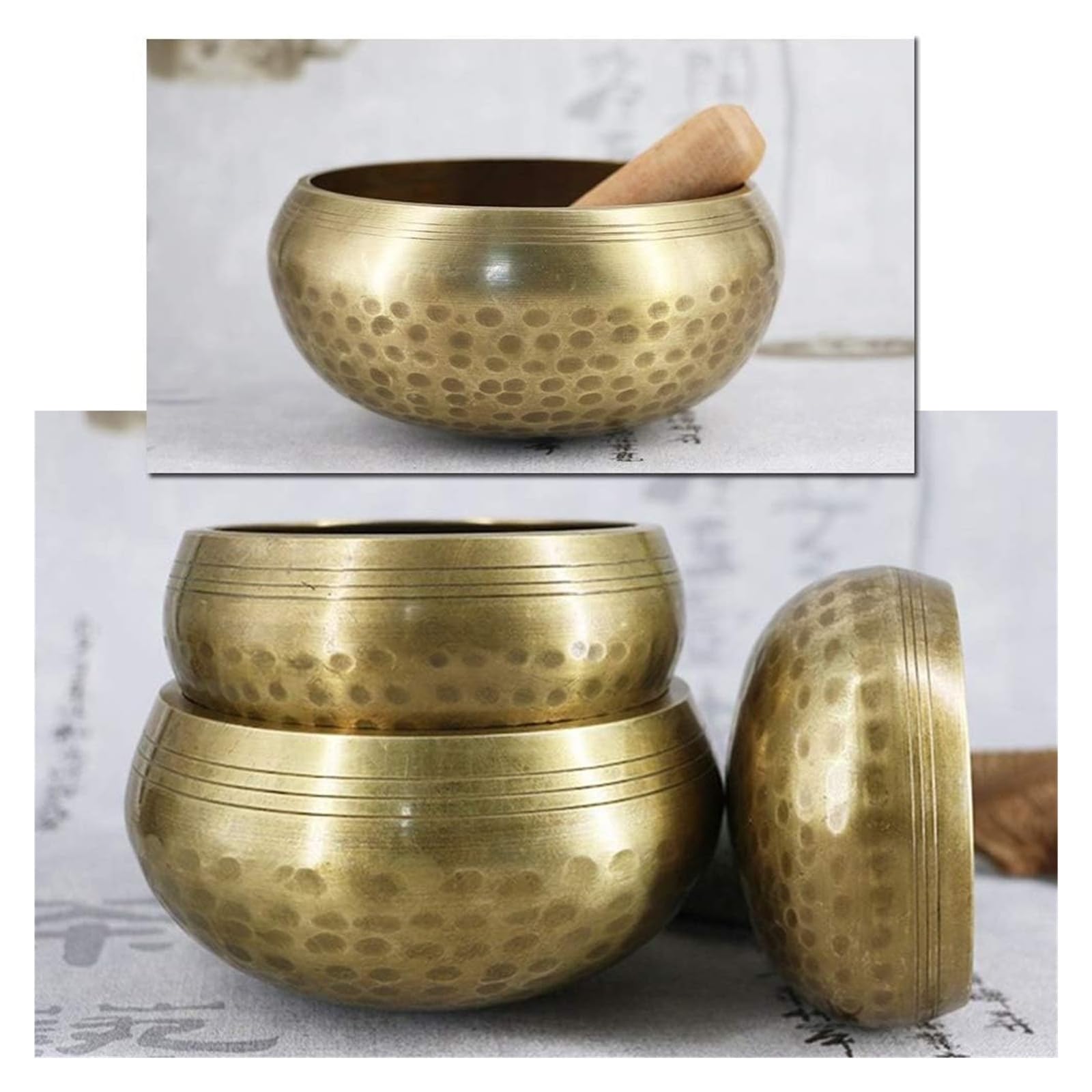 Campana tibetana accordata a mano, Campana tibetana, suono del Buddha accordato a mano in oro, 80-175 mm, decorazione for yoga