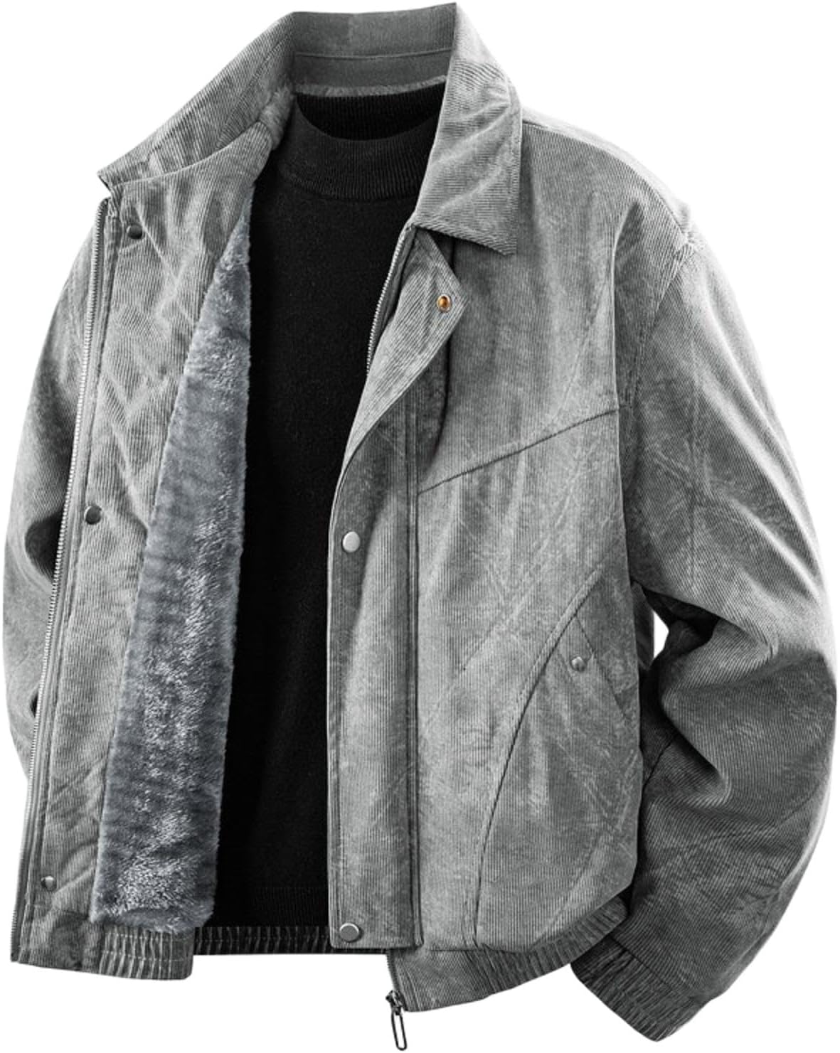 Winter Fleece-Lined Corduroy Jacket, American Loose Fit Warm Coat, Big & Tall