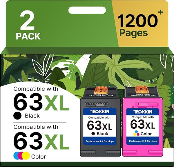 63XL Ink Cartridges Black and Color for HP Ink 63 Replacement for HP 63XL Ink Cartridge Combo Pack Works for HP OfficeJe