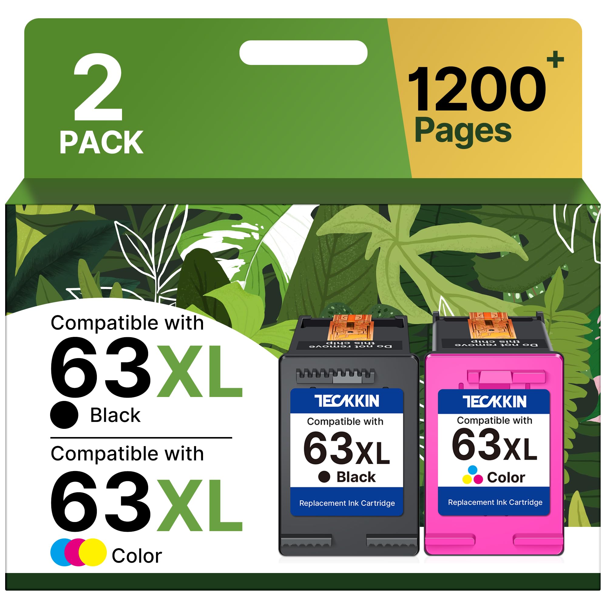 View 1 of ***STOCK PHOTO REFERENCE ONLY***63XL Ink Cartridges Black and Color for HP Ink 63 Replacement for HP 63XL Ink Cartridge Combo Pack Works for HP OfficeJet 3830 4650 5255 5258; Envy 4520 4512; DeskJet 3630 2130 1112 Printer (2 Pack)