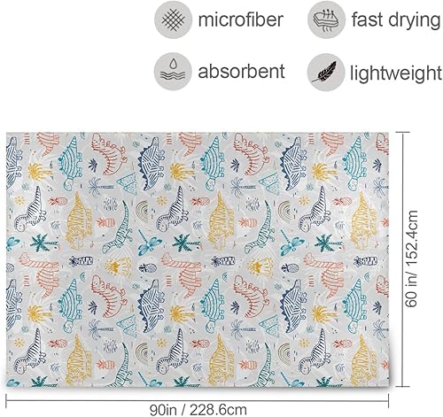 Miniatura 3 de Childish Doodle Striped Cute Dinosaurs Ultra-Soft Plush Blanket, Microfiber Holiday Sofa Throw Blanket Adults Kids Sofa Picnic Bedroom Throws