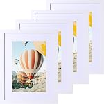 8x10 Picture Frame Set of 4, Black 8 by 10 Photo Frames with 5x7 Mat, Tabletop or Wall Hanging Decor.