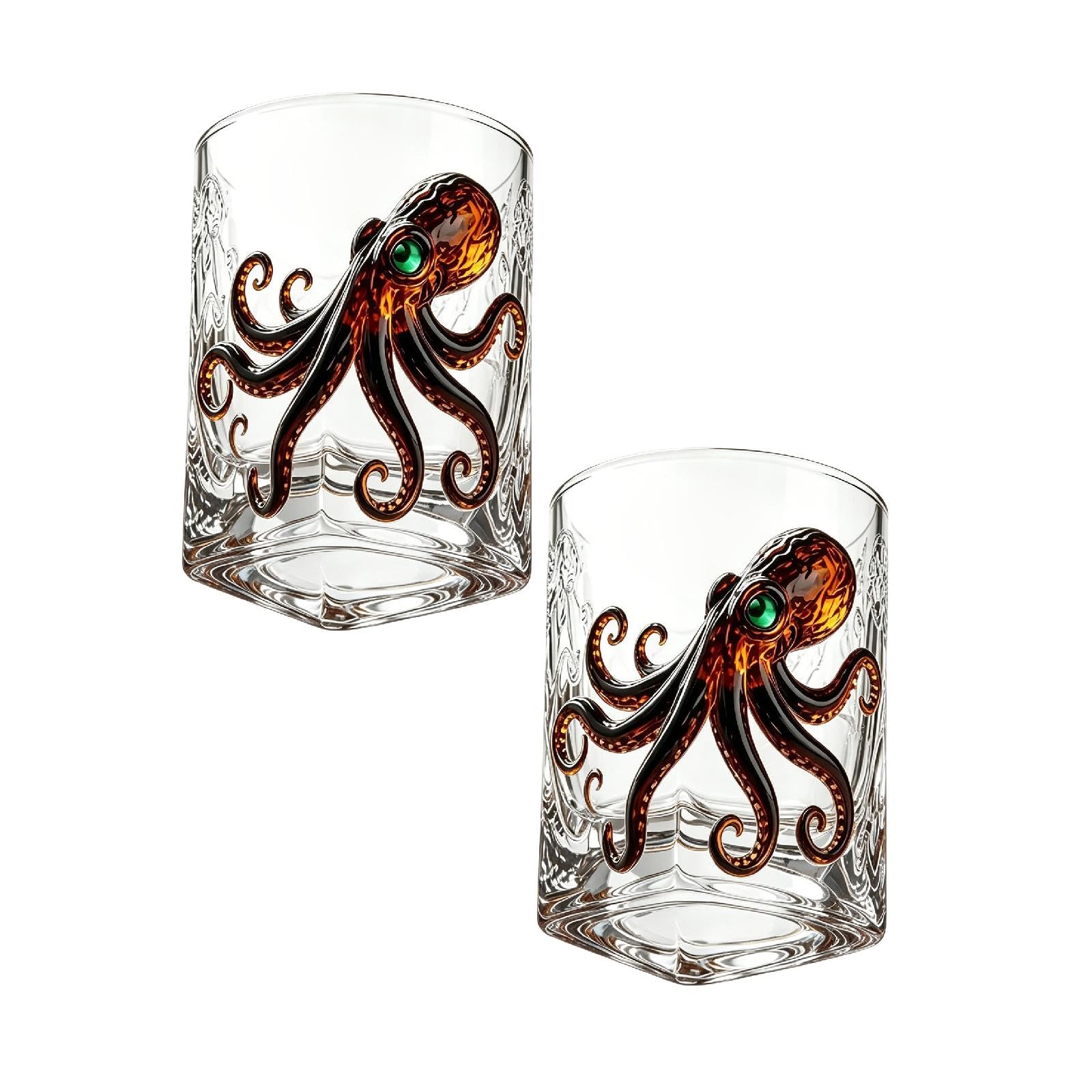 Octopus Sea Monster Whiskey Glass, Embossed Octopus Kraken Rum Glass, Personality Unique Whisky Glasses, Sea Monster Rum Glasses, Gifts for Men, Rum Lovers, Whiskey Fans, Pirate-Theme Collectors