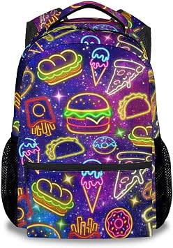 School Backpack for Kids - 17 Inch Hamburger Backpacks for Middle School - Cute Food Durable Bookbag for Boys