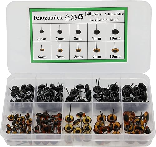 140pcs aguja fieltro ojos 0.236-0.394 in mini cristal ámbar con ojos negros kits para juguetes de peluche muñecos lana fieltro manualidades