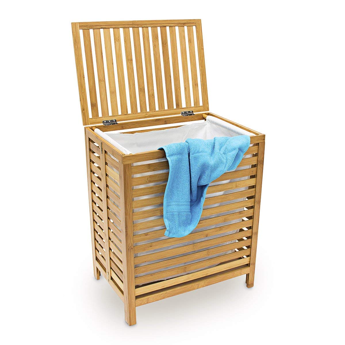 Buy Relaxdays Wooden Laundry Hamper Linen Basket 100L (60 x 35.5 x 50.5 ...