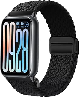 [KeeFos] 表带 小米 Smart Band 9 Pro/Xiaomi Smart Band 8 Pro/Xiaomi Redmi Watch 4对应 替换表带 编织表带 弹性尼龙 替换带 替换带 磁扣 替换表带 可调节 透气 兼容小米 MI Band 9 Pro/Xiaomi MI Band 8 Pro 表带(黑色)