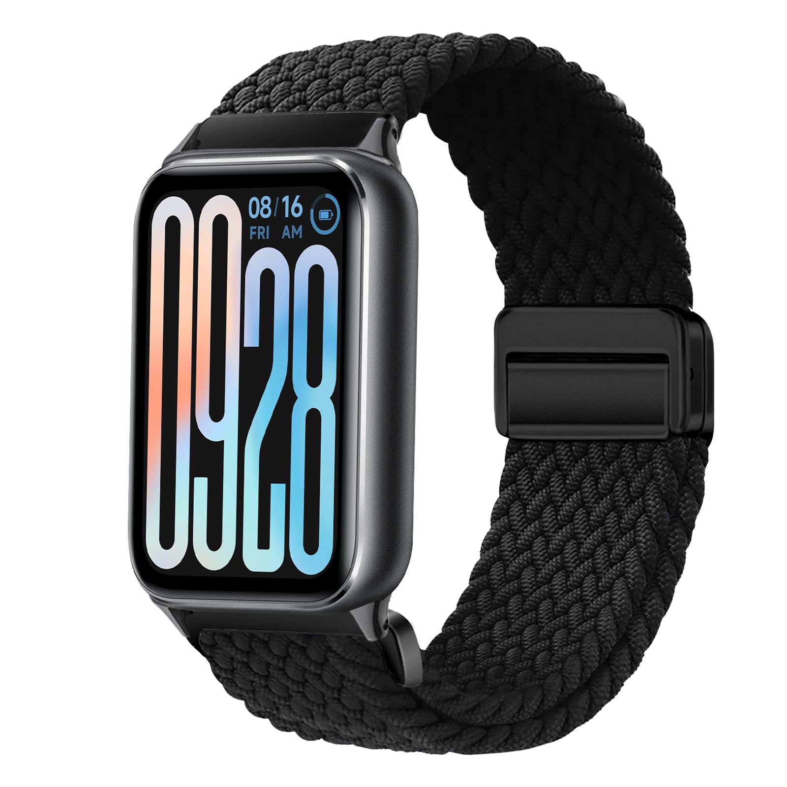 [KeeFos] バンド Xiaomi Smart Band 10 Pro/Redmi Watch 6 Active対応(ブラック) | 交換バンド シャオミスマートバンド 10プロ/9プロ/8プロ/レドミウォッチ 6 Active/6 Lite/6/5/4 交換用ナイロン素材 磁気バックル マグネット式バックル 替えベルト 互換性 伸縮性 サイズ調節 通気性 ベルト