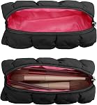 E-Tree Makeup Brush Bag Small Make up Pouch for Purse Quilted Cotton Cute Travel Size Toiletry Cosmetic Case Holder Organizer (Black) | thin make up case for purse lightweight cotton cute organizer for women