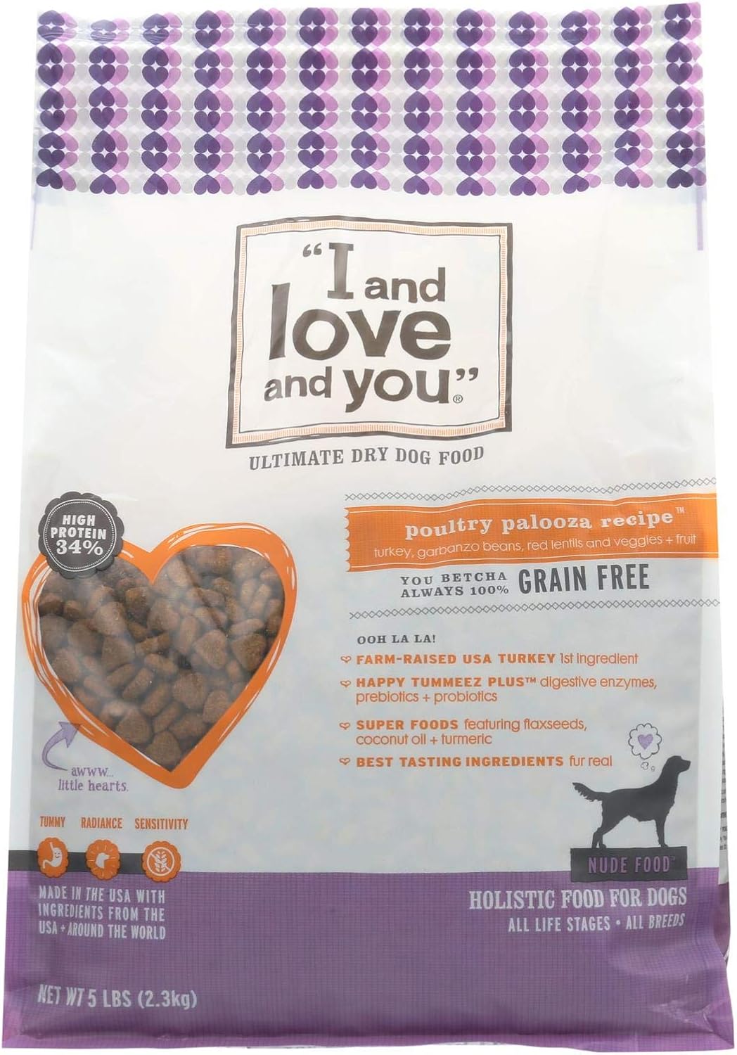 I AND LOVE AND YOU Nude Food Poultry Palooza Dog Kibble, 5 Pound - 3 per case.3