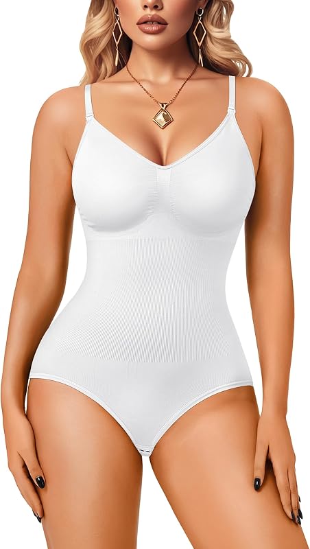 Irisnaya Body adelgazante para mujer Faja moldeadora de cuerpo con control de barriga | El body tipo camisola sin aros no tiene deshuesados. Los tirantes finos ajustables y el acceso a la entrepierna simplifican el uso diario debajo de los vestidos.