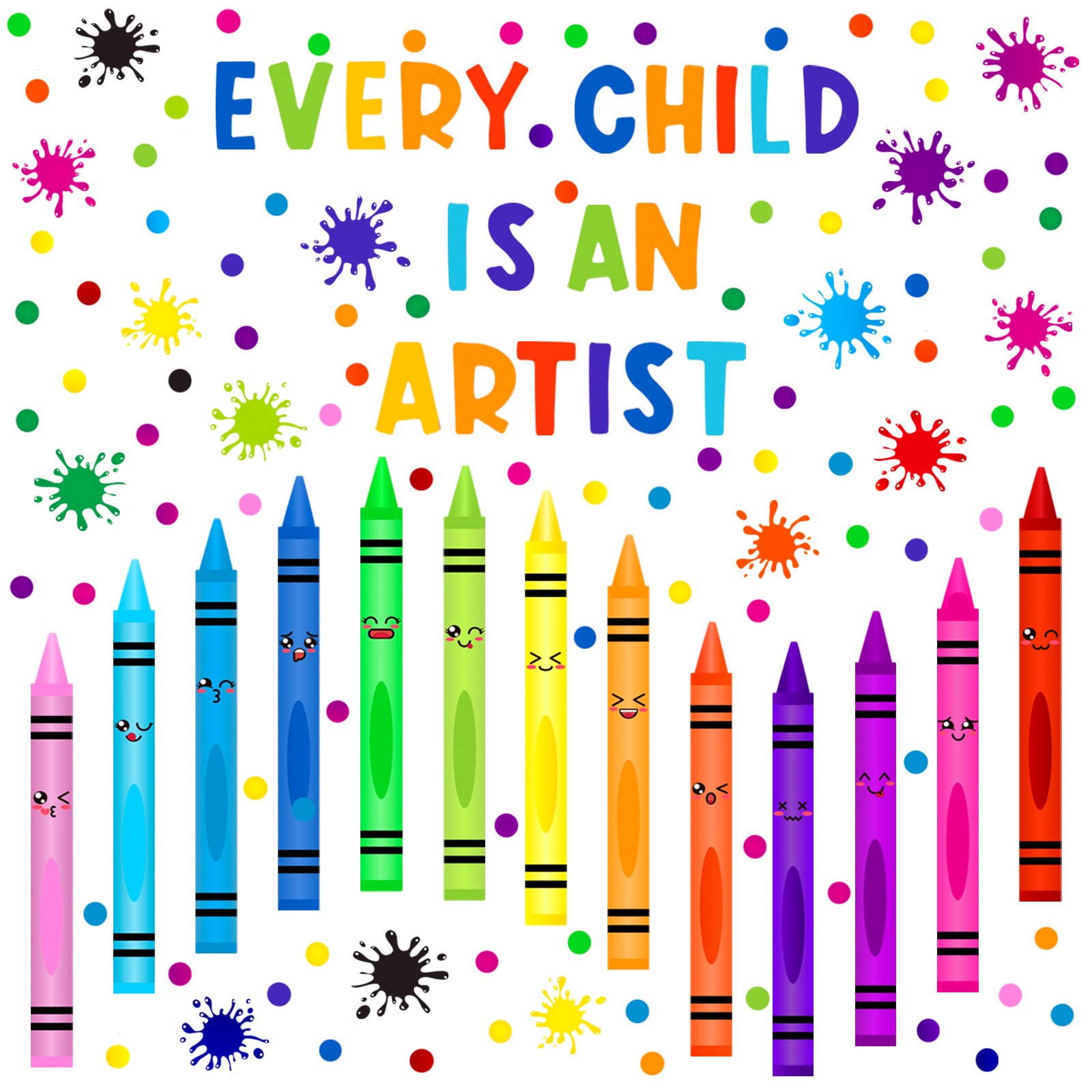 Autocollants muraux citation colorés BBTO lot de 152 stickers aquarelle pour chambre enfant
