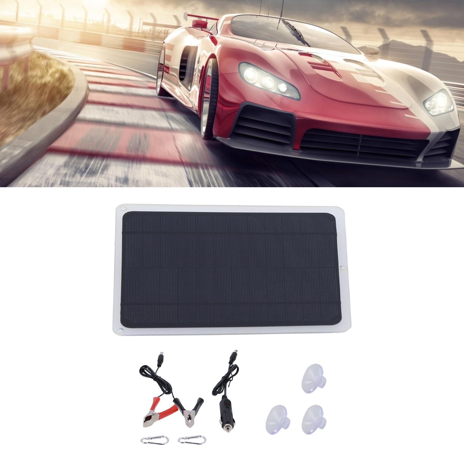 Ausla Panneau Solaire Portable, 6W 12V, Silicium Monocristallin, Sortie USB, Protection IP65 Étanche, pour Voiture et Camping-car