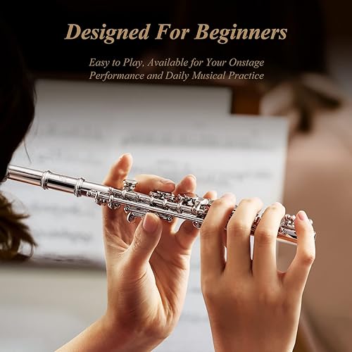 Vista 11 de Eastar Piccolo Instrumento para estudiantes principiantes, llave de flauta C, estuche rígido, kit de limpieza, guantes, 2 piezas, chapado en plata