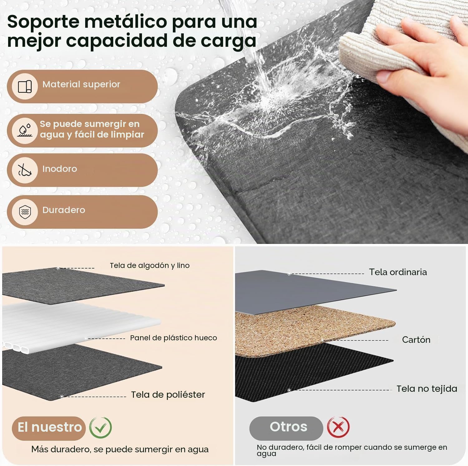 WOLTU Juego de 6 Cajas de Almacenamiento Plegables, Organizadoras de Tela con Asas, para Ropa y Juguetes en Armarios, Gris, 47x28x20cm