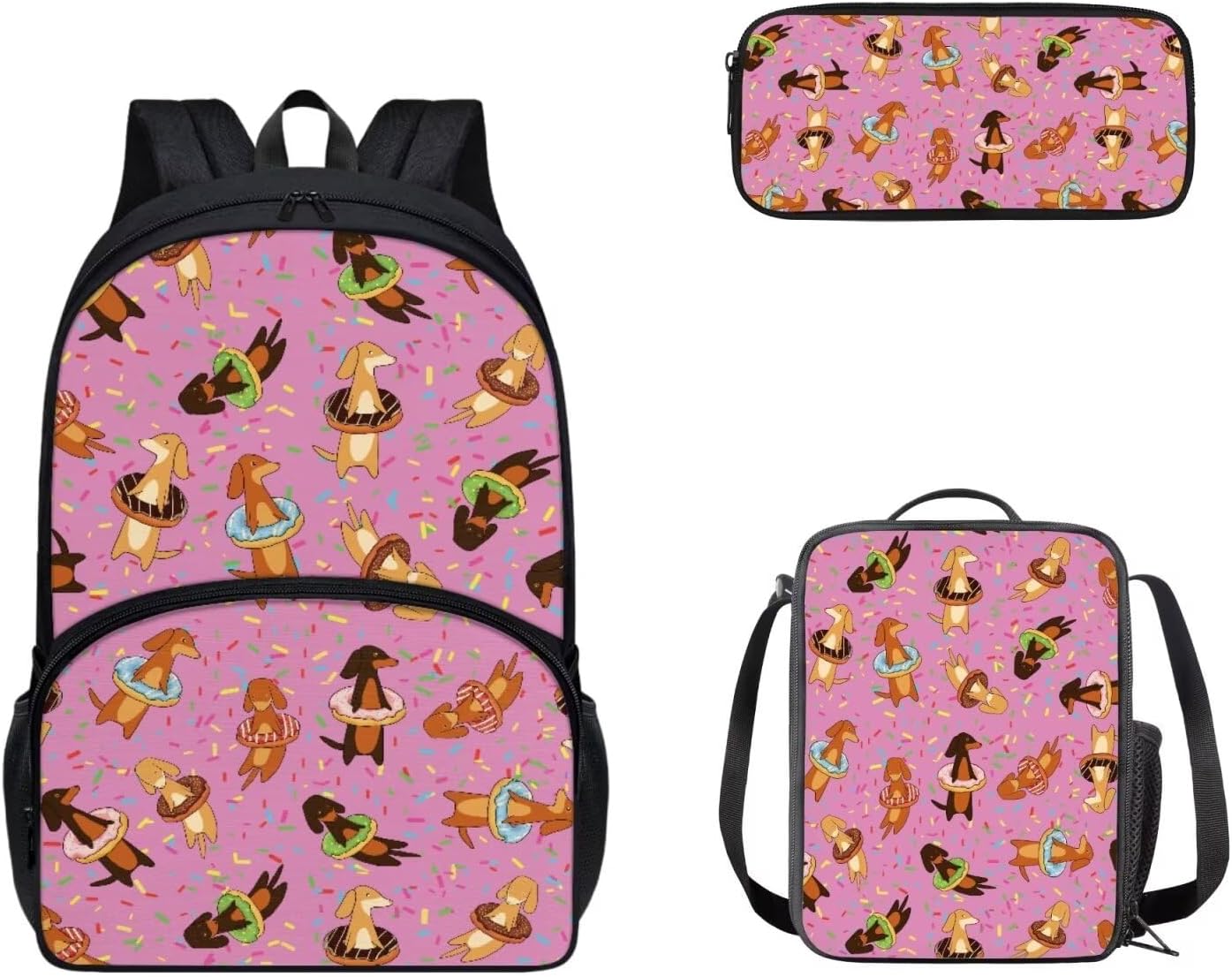 doginthehole Kids Backpack for School Teen Girls Aesthetic Purple Butterfly Design Bookbags with Insulated Lunch Bag and Pencil Box Travel Laptop Backpack Daypacks for Women
