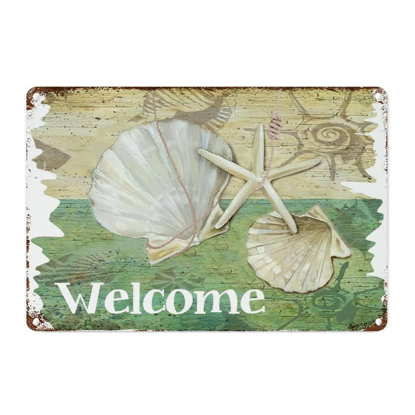 Cadeau de pendaison de crémaillère panneau métal plage pieuvre