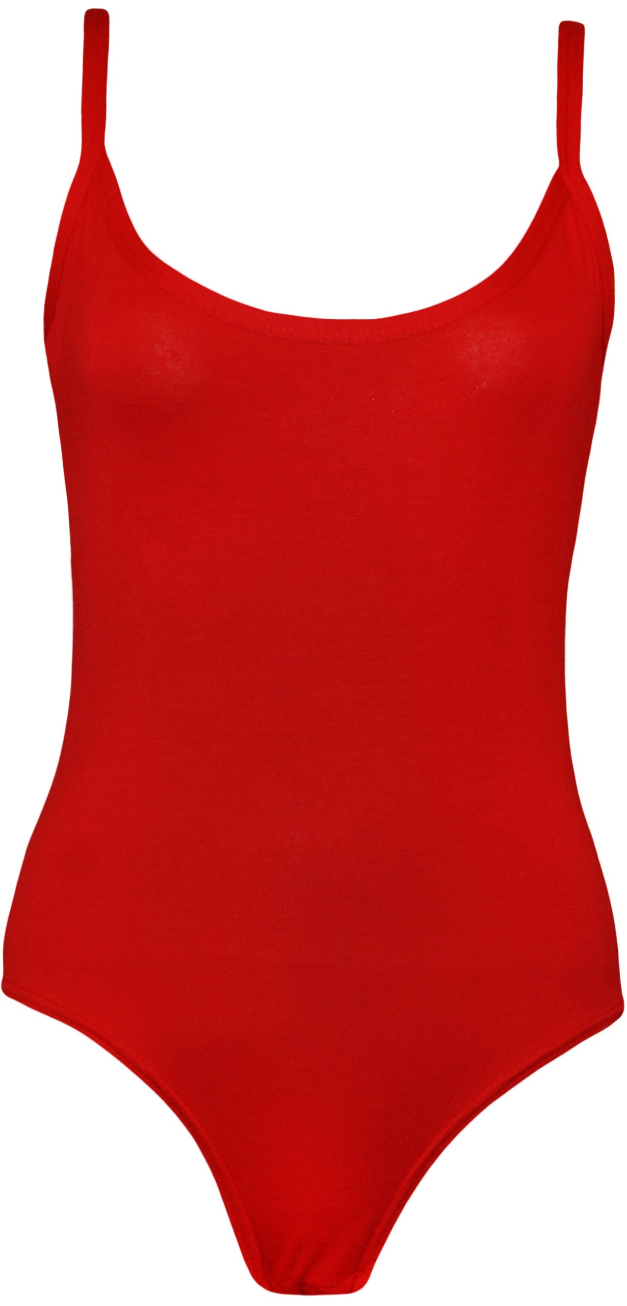 Wearall Women's Red Strappy Sleeveless Camisole Vest Bodysuit Leotard Top - 12-14