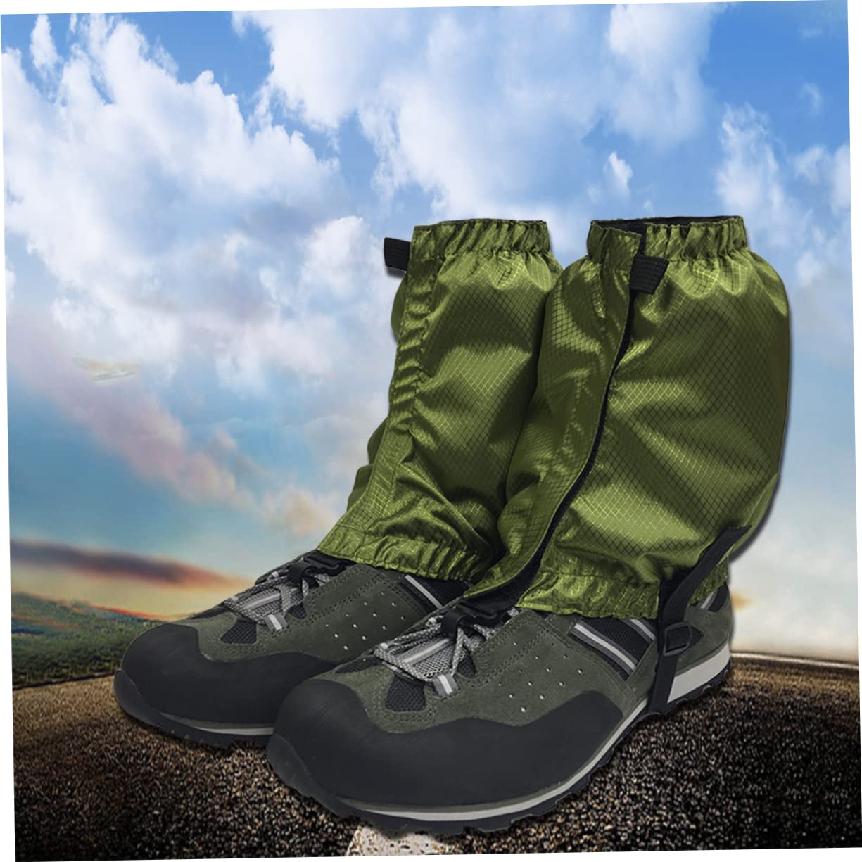 KOMBIUDA 3paia Ghette Ankle Impermeabili Regolabili per Escursionismo e attività Outdoor Ghette Leggere Traspirante per Neve e Pioggia Verde Scuro
