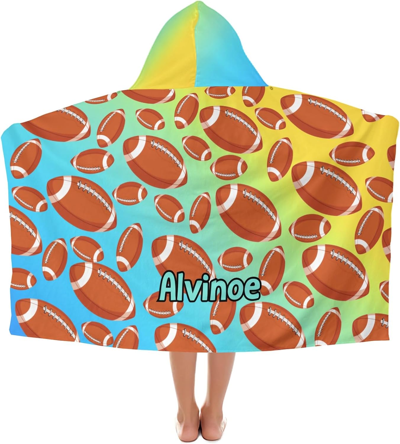 Glitter Sport Soccer Personalized Hooded Towel Absorbent Wrap Soft Pool Beach Bath Towels Hood Poncho for 5-12 Years Kids Boys Girls