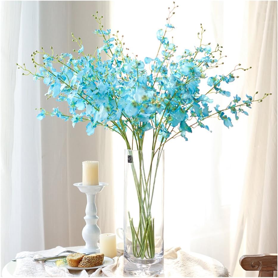 Artificial Flowers, Fake Flowers,Plastic Flowers,10 Pieces of Orchid Dancing Lady Butterfly Orchid,Phalaenopsis amabilis,Moth Orchid for Art,Shop,Store,Interior Decoration (Blue)