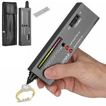 Portable Diamond Tester Tool with Gem Testing Tray & Storage Bag | Professional Audio Diamond Selector II - Gemstone Tester Pen for Jewelry, Ruby, Crystal & Precious Metals Testing