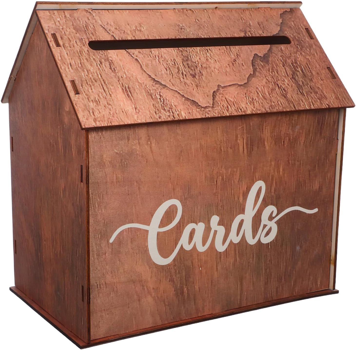 LABRIMP Rustic Wooden Wedding Card Box with Slot and Large Capacity, DIY Keepsake Storage Box for Reception, Birthday, Graduation Party, Envelope Holder for Event Decorations